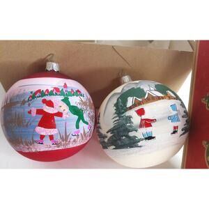 Vitbis Christmas Glass Ornament Set of 2